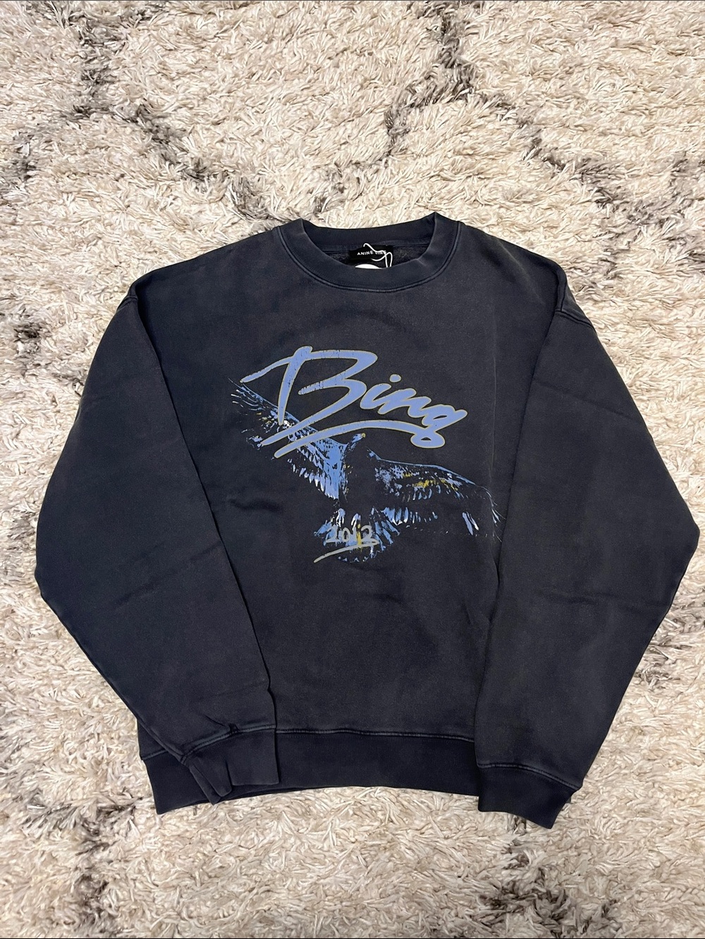 Anine Bing Spencer sweatshirt. Eagle. Washed black. Size xs. New with tags.
